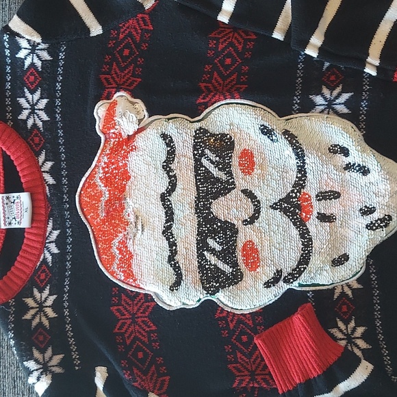 Holiday Sweater Sequin Changing Santa Face Dinosaur Head Size xl - Picture 4 of 6